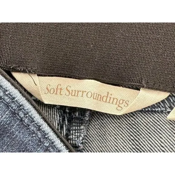 Soft Surroundings Size PM Denim Pull On Relaxed Straight Jeans Dark Slimming - Picture 4 of 15